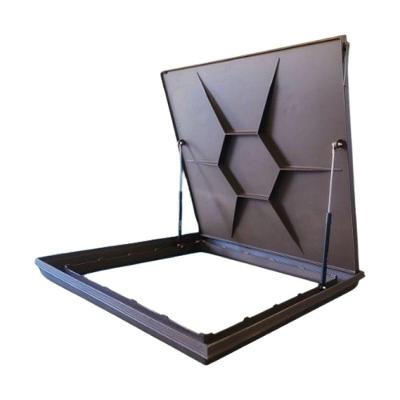 Tampa Articulada Rebaixada Casa Máquinas Piscina 1,00x1,00m Invisivel Marrom