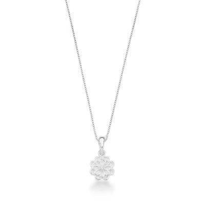 Colar Com Pingente Flor Prata 925