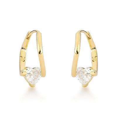 Argolas Com Luminoso Coração Banhadas A Ouro 18k – Elegância Pura Dourado