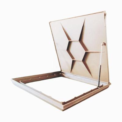 Tampão Tampa Casa Máquinas Piscina 80x80 Com Amortecedor Canaleta Invisível Bege Escuro