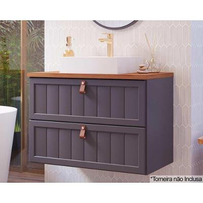 Gabinete De Banheiro Suspenso Sense C-cuba 1 Gaveta E 1 Porta Basculante 60cm Titanium - Mgm