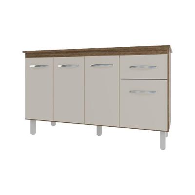 Balcão Cozinha Armário Gabinete Camila Off White Com Tampo Tampão 140 Cm Mobília Decor