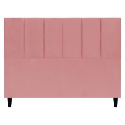 Cabeceira Estofada Para Cama Box Queen 160 Cm Classic Suede Rosê Suede