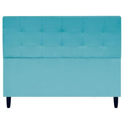 Cabeceira Para Cama Queen 160 Cm Ivy Suede Azul-turquesa Suede
