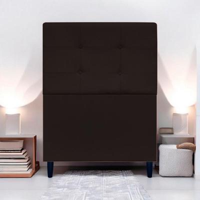 Cabeceira Para Cama De Solteiro 90 Cm Ivy Suede Marrom Suede