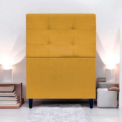 Cabeceira Para Cama De Solteiro 90 Cm Ivy Suede Mostarda Suede