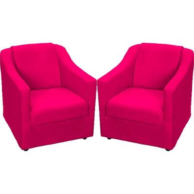Kit 2 Poltronas Decorativas Para Sala Recepção Consultório Manicure Cadeira Mila Pink Suede