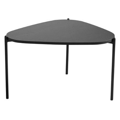 Mesa De Centro Orgânica Artesano 59 Cm (largura) Em Mdp Nero (preto) E Pés Em Aço Preto