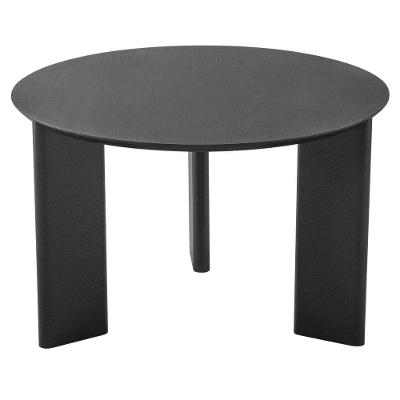 Mesa De Centro Redonda Orgânica Chanfrada Artesano 60 Cm (larg) Mdp Nero (preto) Pés Madeira Maciça