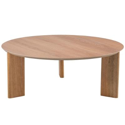 Mesa De Centro Redonda Orgânica Chanfrada Artesano 80 Cm (larg) Mdp Hanover (mel) Pés Madeira Maciça