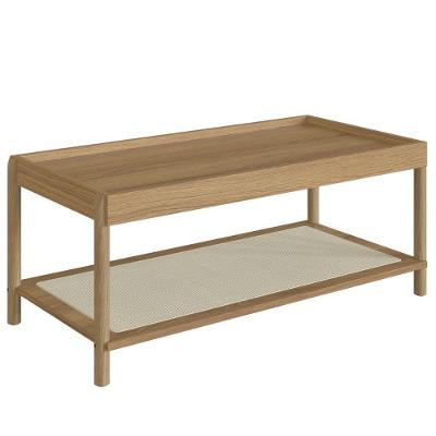 Mesa De Centro Retangular Oslo Artesano 93 Cm (largura) Mdp Hanover Palha Sintética Bege Pé Madeira