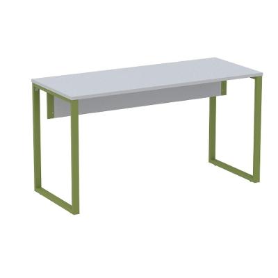 Mesa Escritório P25 Tub Pandin 120 Cm (larg) Tampo Mdp Cinza Pé Aço Tubular Verde Mirô