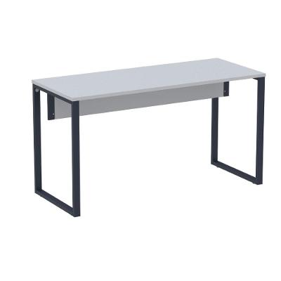 Mesa Escritório P25 Tub Pandin 134 Cm (larg) Tampo Mdp Cinza Pé Aço Tubular Azul Del Rey