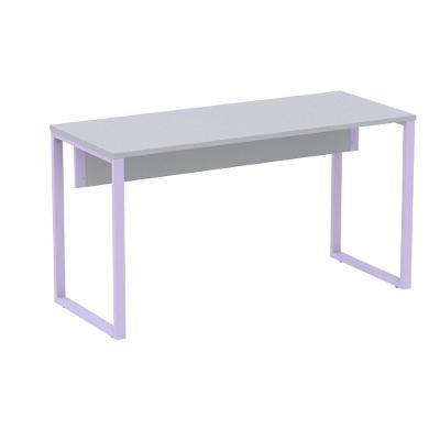 Mesa Escritório P25 Tub Pandin 150 Cm (larg) X 70 Cm (prof) Tampo Mdp Cinza Pé Aço Tubular Lilás