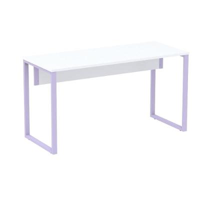 Mesa Escritório P25 Tub Pandin 150 Cm (larg) X 70 Cm (prof) Tampo Mdp Branco Pé Aço Tubular Lilás