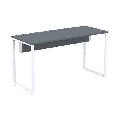 Mesa Escritório P25 Tub Pandin 150 Cm (larg) X 70 Cm (prof) Tampo Mdp Grafito Pé Aço Tubular Branco