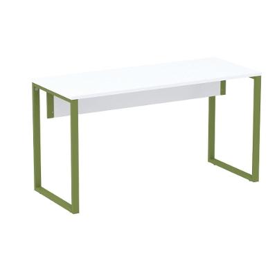 Mesa Escritório P25 Tub Pandin 150 Cm (larg) X 70 Cm (prof) Tampo Mdp Branco Pé Aço Tubular Verde