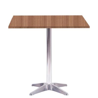 Mesa Delta Em Alumínio 75 Cm (alt) Base Em X Tampo Mdp Quadrado 80 Cm (larg) X 2,50 Cm (alt) Noce Na