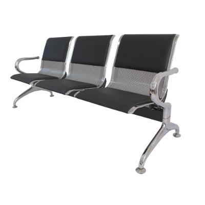 Longarina Estofada 3 Lug Nr-17 Dubai Fratini 171 Cm Aço Carbono, Cromado E Pintura Cinza C- Braços