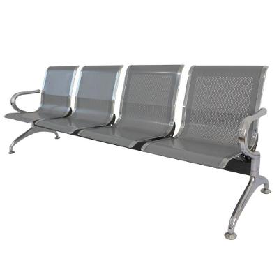 Longarina 4 Lugares Nr-17 Dubai Fratini 226 Cm (larg) Aço Carbono, Cromado E Pintura Cinza C- Braços