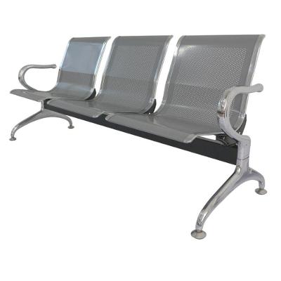 Longarina 3 Lugares Nr-17 Dubai Fratini 171 Cm (larg) Aço Carbono, Cromado E Pintura Cinza C- Braços