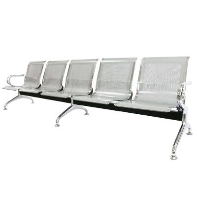 Longarina 5 Lugares Nr-17 Dubai Fratini 281 Cm (larg) Aço Carbono, Cromado E Pintura Cinza C- Braços