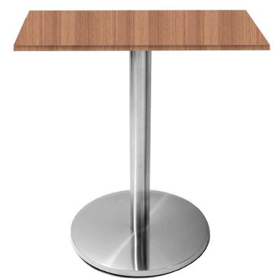 Mesa Beta Inox 75 Cm (altura) Disco Redondo Tampo Mdp Quadrado 80 Cm (larg) X 2,50 Cm (alt) Noce Naturalle