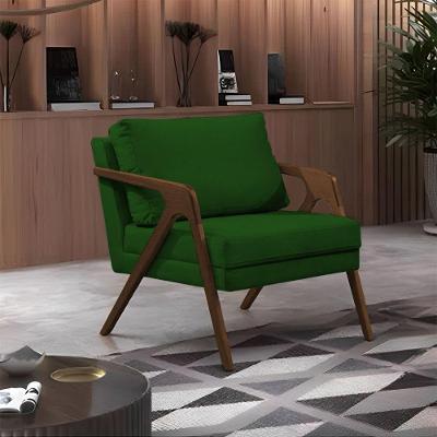 Poltrona Mona Monique Luxo Base Madeira Maciça Mel Veludo Verde