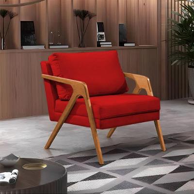Poltrona Mona Monique Luxo Base Madeira Maciça Cerejeira Veludo Vermelho
