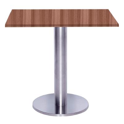 Mesa Beta Big Inox 75 Cm (alt) Disco Redondo Tampo Mdp Quadrado 80 Cm (larg) X 2,50 Cm (alt) Walnut