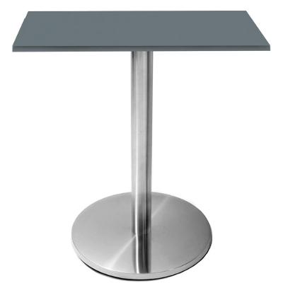 Mesa Beta Inox 75 Cm (altura) Disco Redondo Tampo Mdp Quadrado 80 Cm (larg) X 2,50 Cm (alt) Grafito