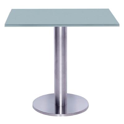 Mesa Beta Big Inox 75 Cm (alt) Disco Redondo Tampo Mdp Quadrado 70 Cm (larg) X 2,50 Cm (alt) Cinza