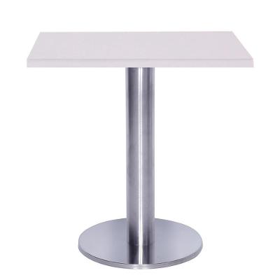 Mesa Beta Big Inox 75 Cm (alt) Disco Redondo Tampo Mdp Quadrado 70 Cm (larg) X 2,50 Cm (alt) Branco