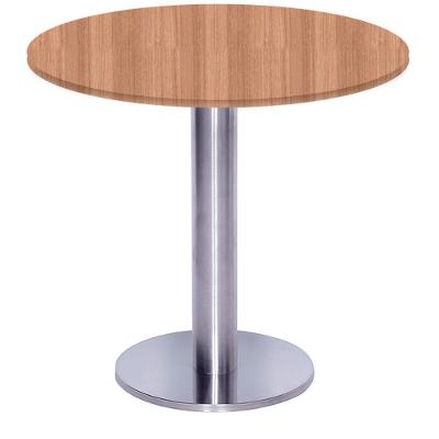 Mesa Beta Big Inox 75 Cm (alt) Disco Redondo Tampo Mdp Redondo 80 Cm (larg) X 2,50 Cm (alt) Noce Naturalle