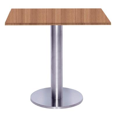 Mesa Beta Big Inox 75 Cm (alt) Disco Redondo Tampo Mdp Quadrado 60 Cm (larg) X 2,50 Cm (alt) Noce Naturalle