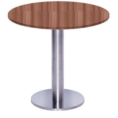Mesa Beta Big Inox 75 Cm (alt) Disco Redondo Tampo Mdp Redondo 80 Cm (larg) X 2,50 Cm (alt) Walnut