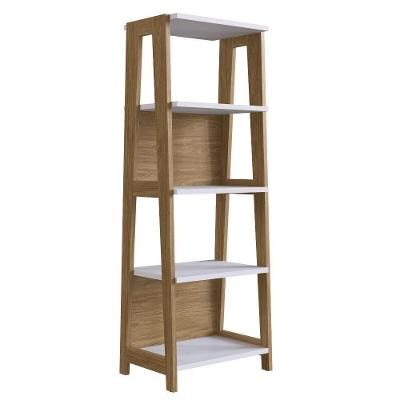 Estante Escada 5 Prateleiras Trend Artesano 65 Cm Largura Em Mdp Hanover E Off White