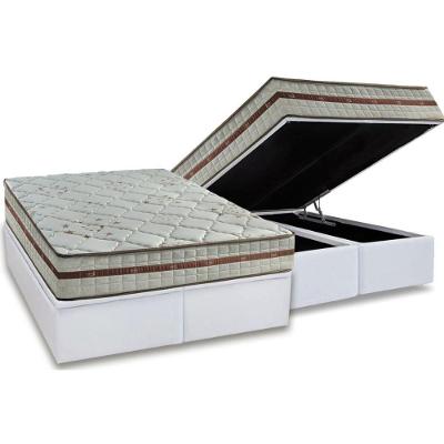 Conjunto Box Baú Queen Colchão Molas D Angelis Anjos Ensacadas Classis + Base Crc Suede White 158x198