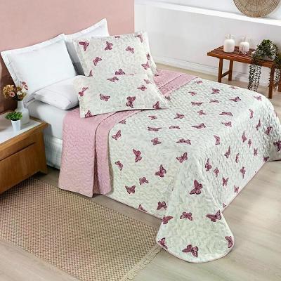 Cobre Leito Queen Estampado Percal 200 Fios 03 Peças Avere Borboletas Borboletas