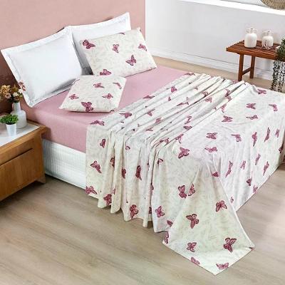 Jogo De Cama King Estampado 04 Peças 200 Fios Avere Borboletas Borboletas