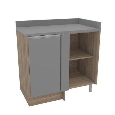 Balcão De Canto Campanele 90cm Com 1 Porta Politorno Castanho-cinza