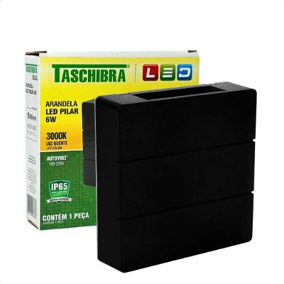 Arandela Led Taschibra Pilar Slim Ip65 3000k Bivolt Preto