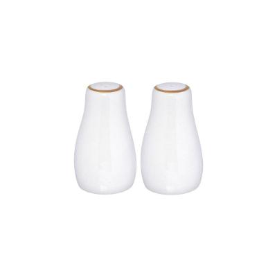 Saleiro E Pimenteiro Em Porcelana Royal Branco Com 2 Peças Haüskraft
