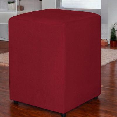 Puff Quadrado Tecido Suede Vermelho
