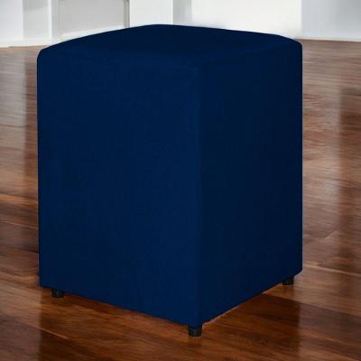 Puff Quadrado Tecido Suede Azul