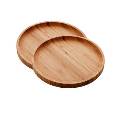 Kit Com 2 Bandejas De Bambu Redonda Petisqueira Decorar 20cm