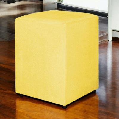 Puff Quadrado Tecido Suede Amarelo