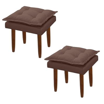 Kit 02 Puff Maria Para Sala De Tv E Estar Quarto Confortável Suede Marrom Mabe Magazine
