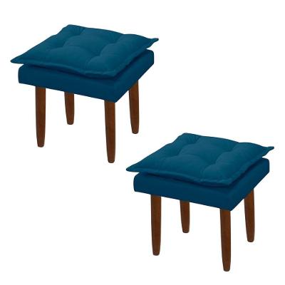 Kit 02 Puff Maria Para Sala De Tv E Estar Quarto Confortável Suede Azul Marinho Mabe Magazine