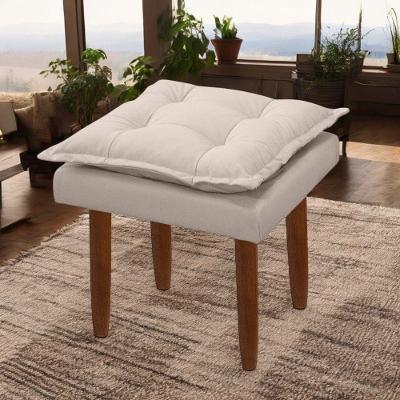 Puff Maria Para Sala De Tv E Estar Quarto Confortável Suede Bege Mabe Magazine